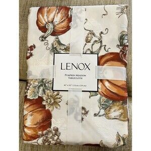LENOX Pumpkin Meadow Tablecloth 60"x102" Oblong Jacquard Fall Thanksgiving NEW
